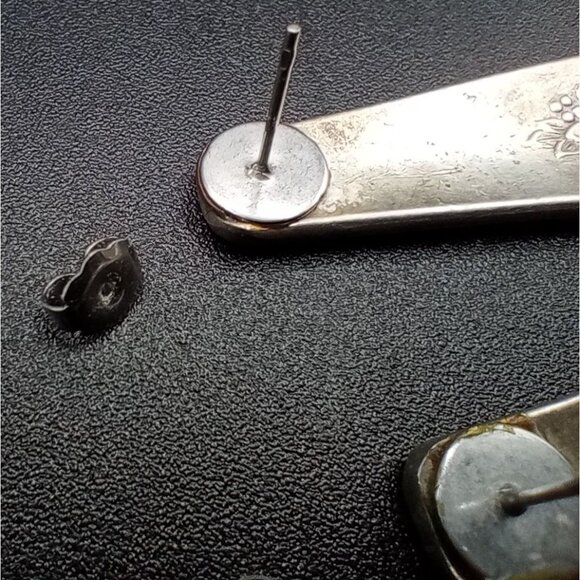 Silverware Earrings Vintage Pair Pierced 1.5 Inch Flower Motif Flatware Jewelry - Picture 13 of 16